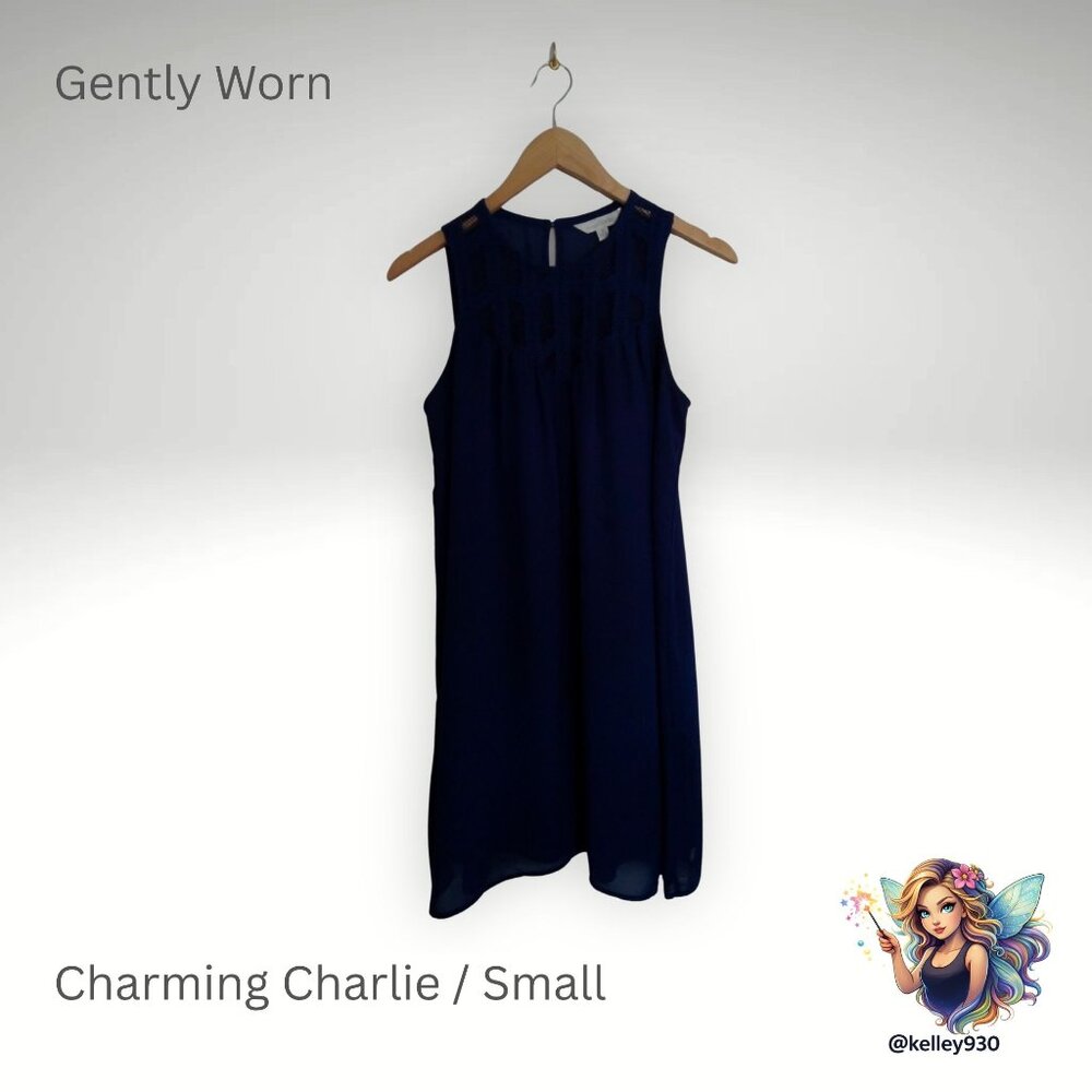 💙 Charming Charlie Navy Sleeveless Dress – Size Small – Gently Worn